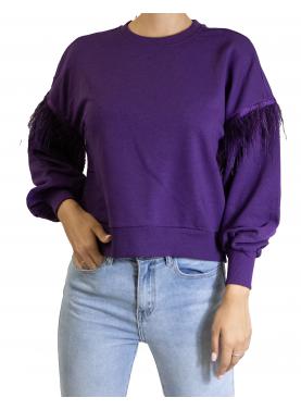 maglia girocollo con piume Only